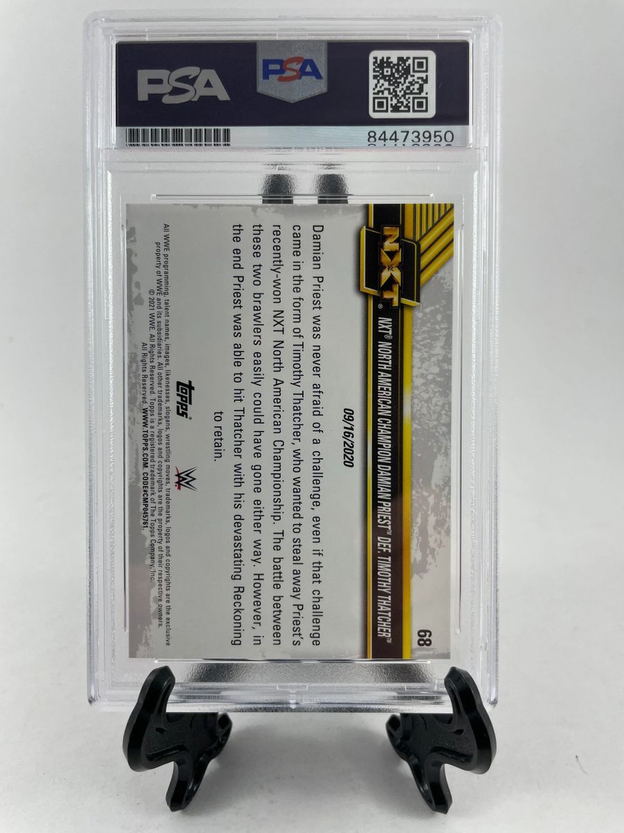 Damian Priest Signed 2021 Topps WWE NXT Trading Card #68 Purple PSA DNA Slabbed - Image 2