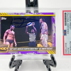 Damian Priest Signed 2021 Topps WWE NXT Trading Card #68 Purple PSA DNA Slabbed