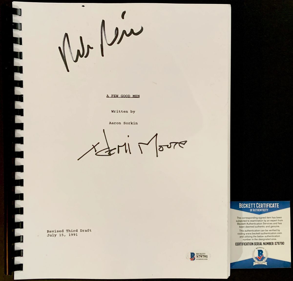 Demi Moore & Rob Reiner Signed A Few Good Men Full Movie Script BAS COA