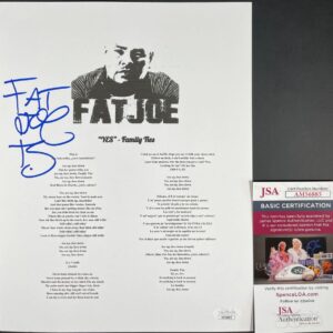 Fat Joe Signed "YES" Family Ties Lyric Sheet Music Autograph Hip Hop Rap JSA COA