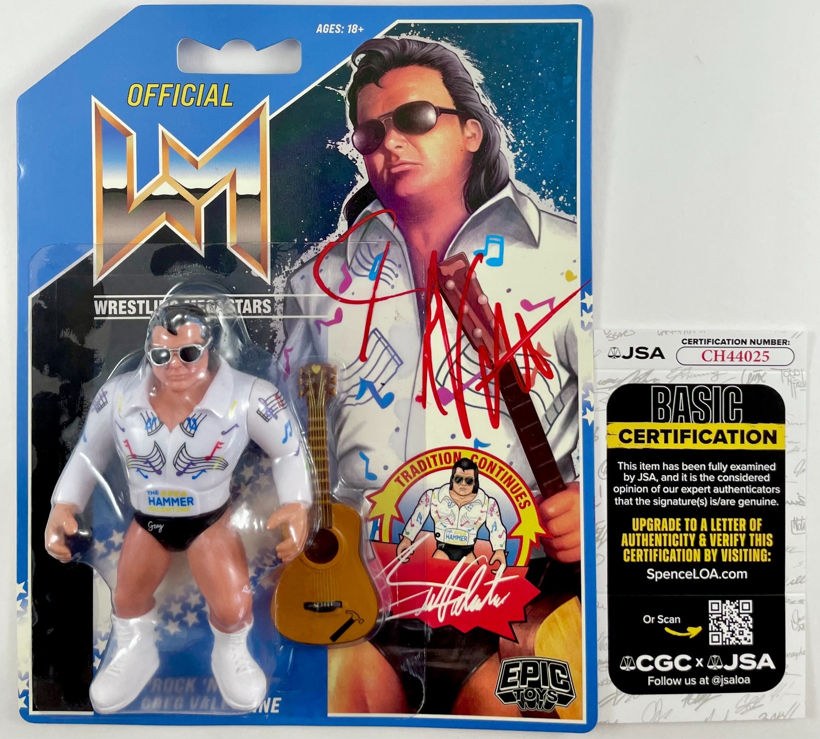 Greg The Hammer Valentine Signed Epic Toys Wrestling Megastars Figure JSA COA