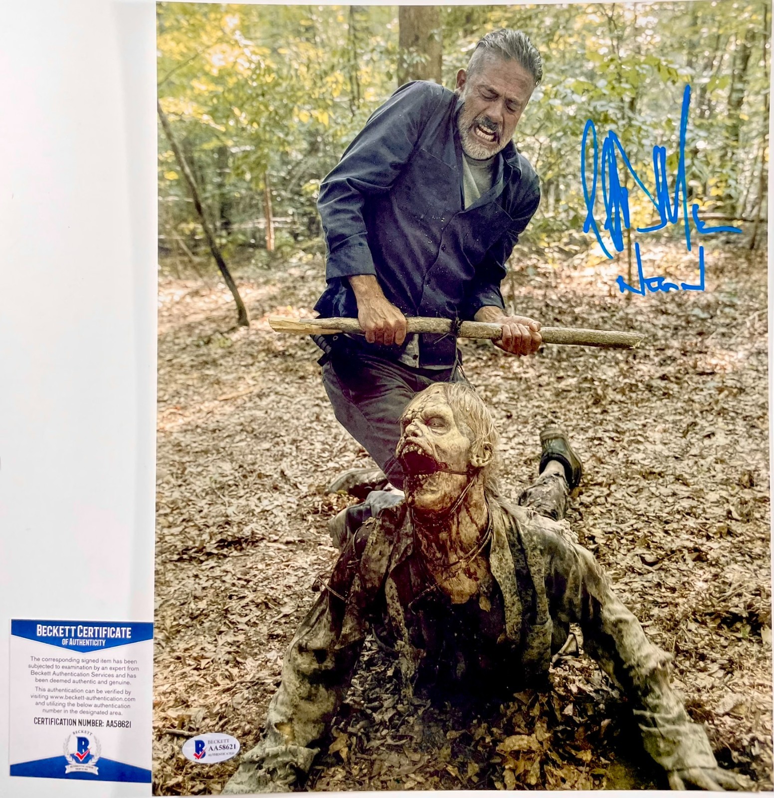 Jeffrey Dean Morgan Signed The Walking Dead Negan 11x14 Photo Autograph BAS COA