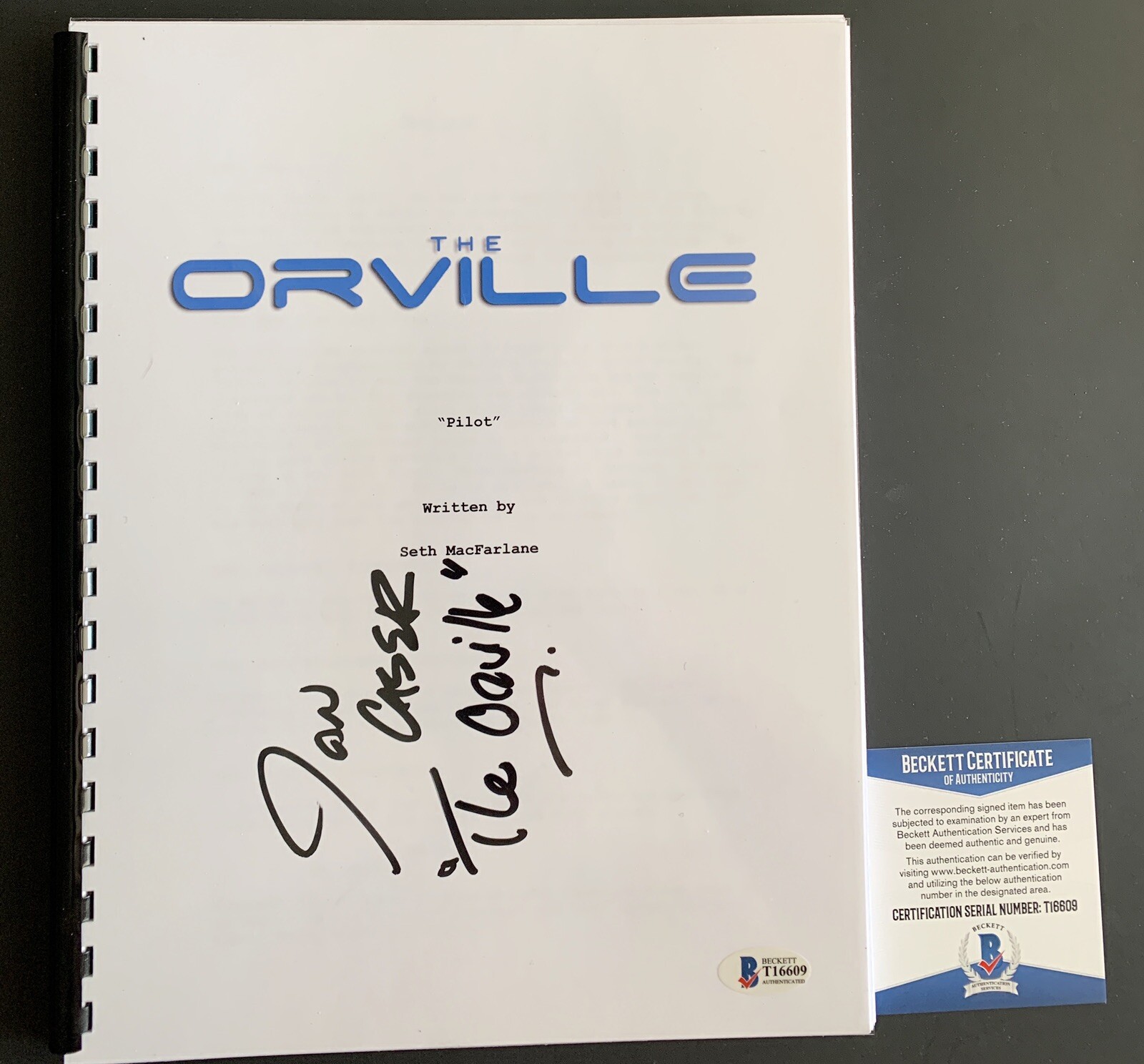 John Cassar Signed The Orville Pilot Episode Full Script Autograph BAS COA
