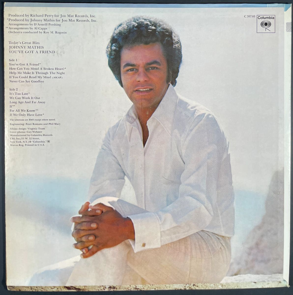 Johnny Mathis Signed You've Got A Friend Greatest Hits Vinyl Record LP JSA COA - Image 2