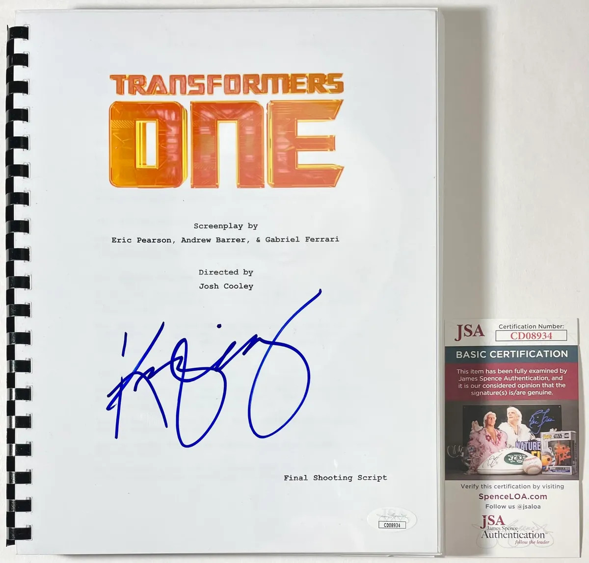 Keegan-Michael Key Signed Transformers One Full Movie Script Autograph JSA COA
