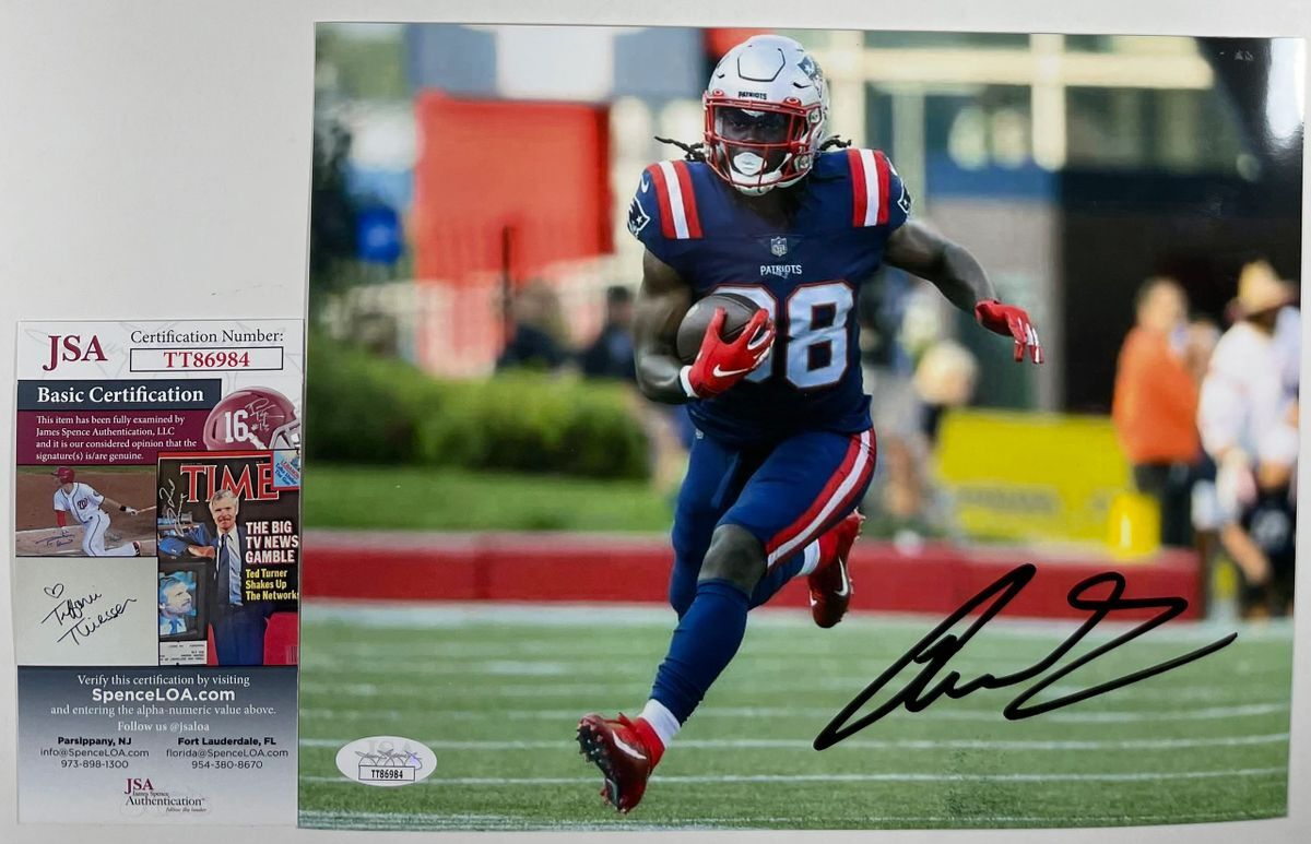 NFL Rhamondre Stevenson Signed New England Patriots 8x10 Photo E JSA COA