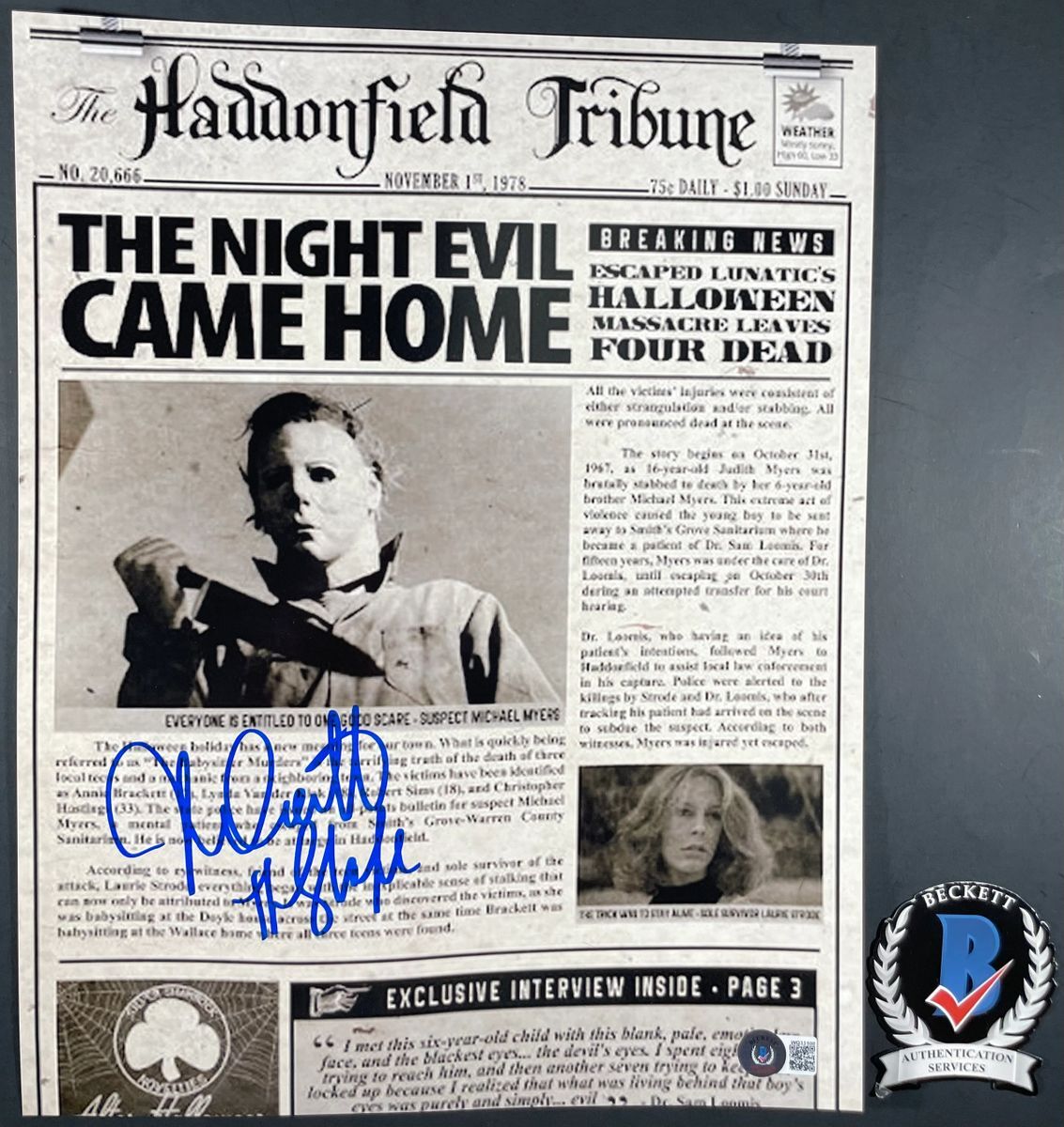 Nick Castle Signed Halloween Michael Myers 11x14 Photo M Autograph BAS COA