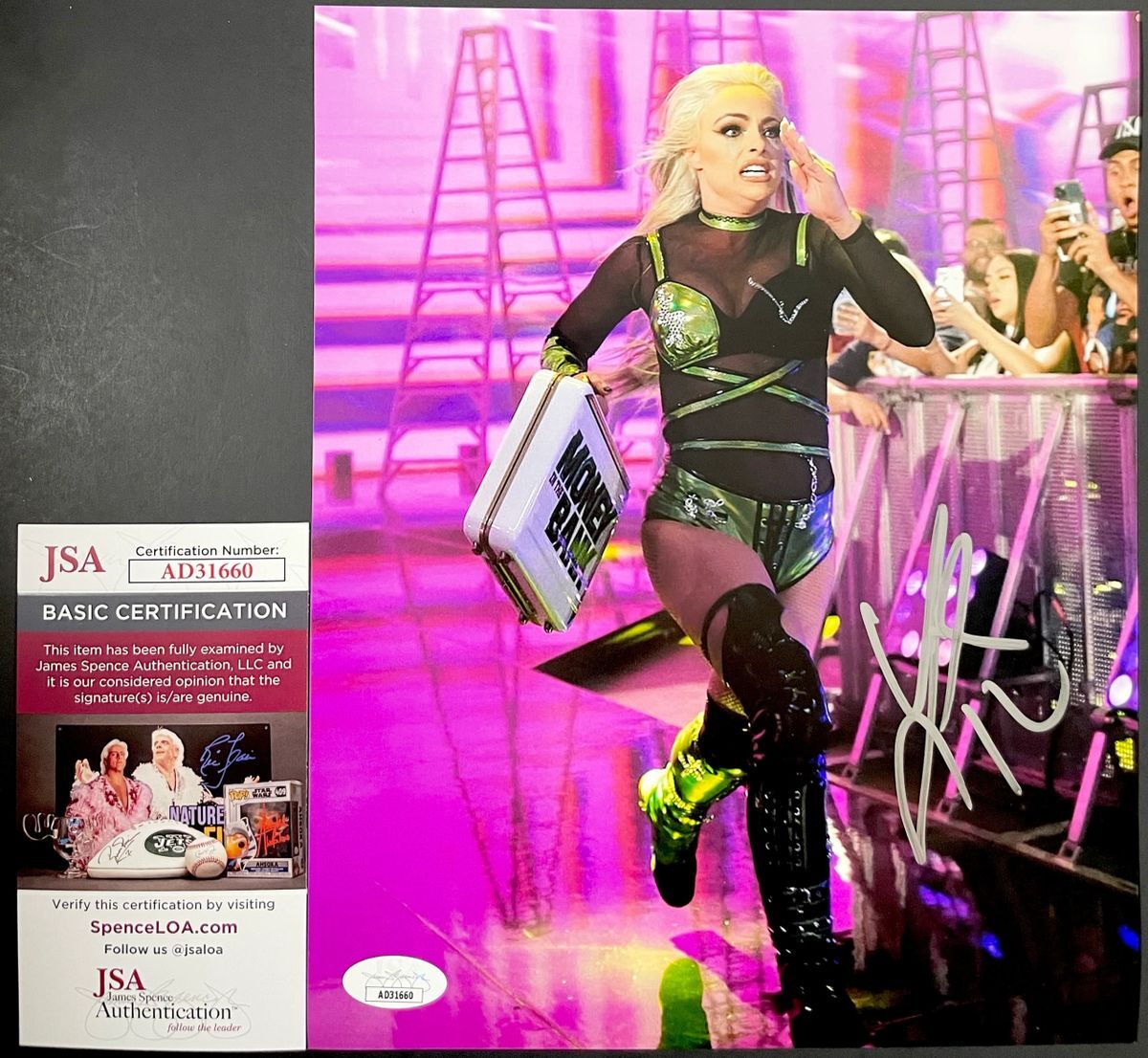 WWE Liv Morgan Signed Money In The Bank MITB 8x10 Photo B Autograph JSA COA