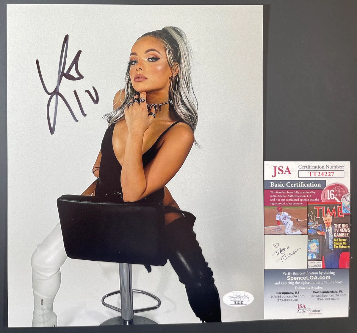 WWE NXT Liv Morgan Signed 8x10 Photo AA Autograph WrestleMania JSA COA