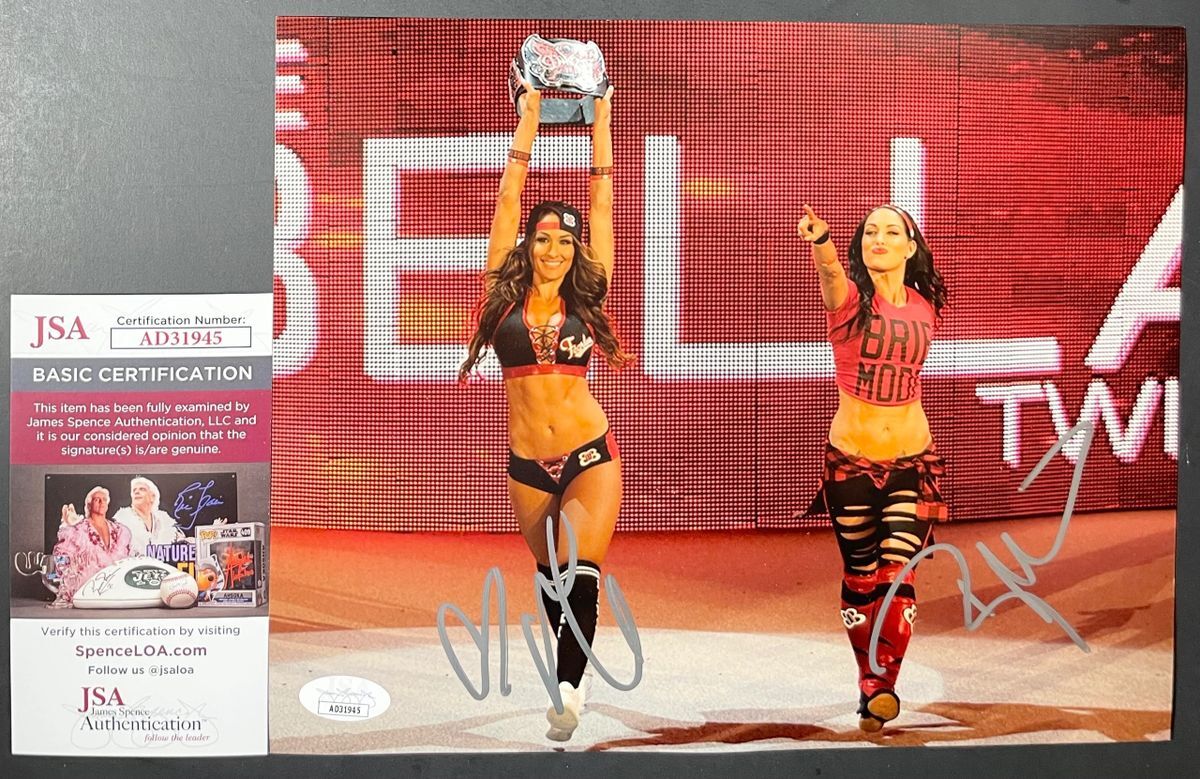 WWE Nikki Bella & Brie Bella Signed Bella Twins 8x10 Photo A Autograph JSA COA