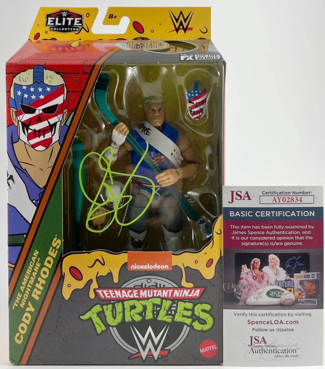 WWE TMNT American Nightmare Cody Rhodes Signed Mattel Elite Figure A JSA COA