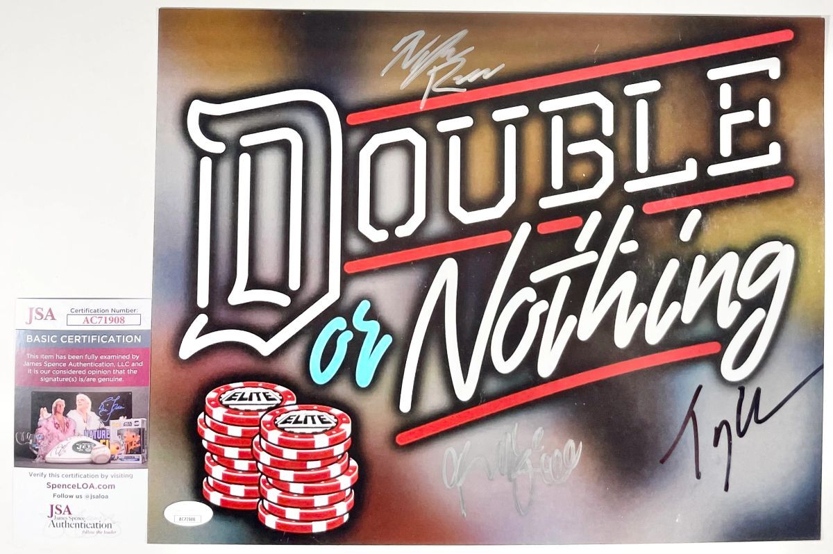 AEW Tony Khan, Kylie Rae Nyle Rose Signed Double Or Nothing 11x14 Photo JSA COA
