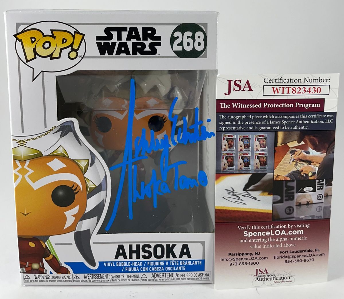 Ashley Eckstein Signed Star Wars Ahsoka Funko POP1 #268 Autograph JSA COA - Image 3