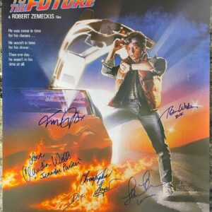 Back To The Future Cast Signed By 5 27x40 Poster Michael J Fox Lloyd BAS JSA LOA