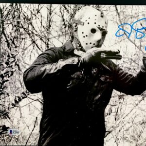 CJ Graham Signed Friday The 13th Jason Voorhees B&W 11x14 Photo BAS COA