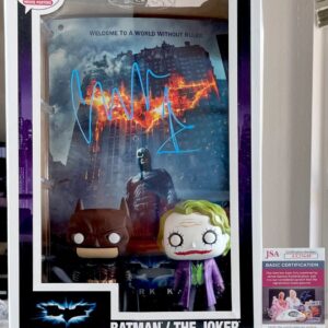 Christian Bale Signed The Dark Knight Batman Movie Poster Funko POP JSA COA