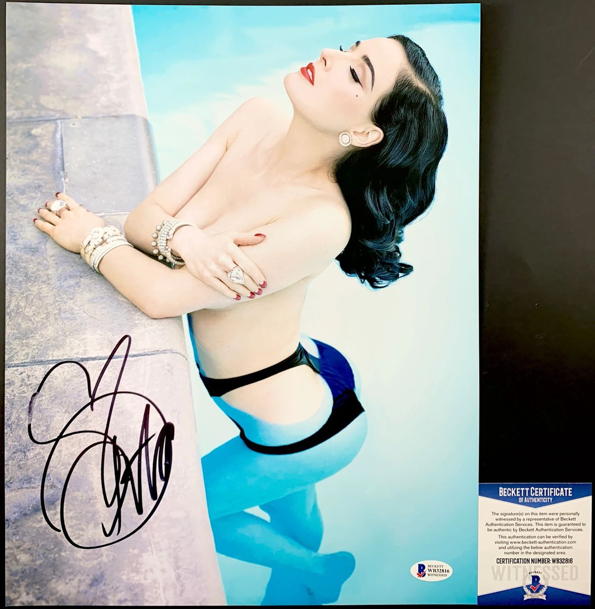 Dita Von Teese Signed Sexy 11x14 Photo A Autograph Playboy Burlesque BAS COA
