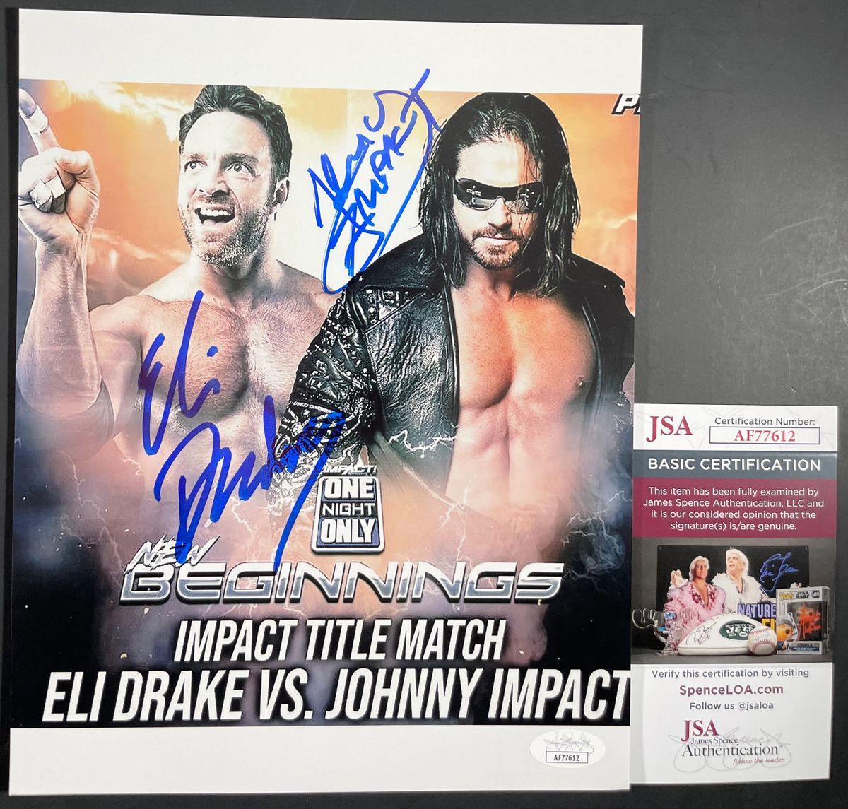 IMPACT Wrestling Johnny Impact & Eli Drake Signed 8x10 Photo Autograph JSA COA