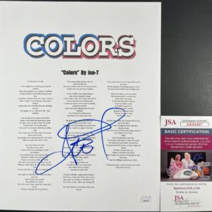 Ice-T West Coast Rapper Signed "Colors" Soundtrack Lyric Sheet Autograph JSA COA