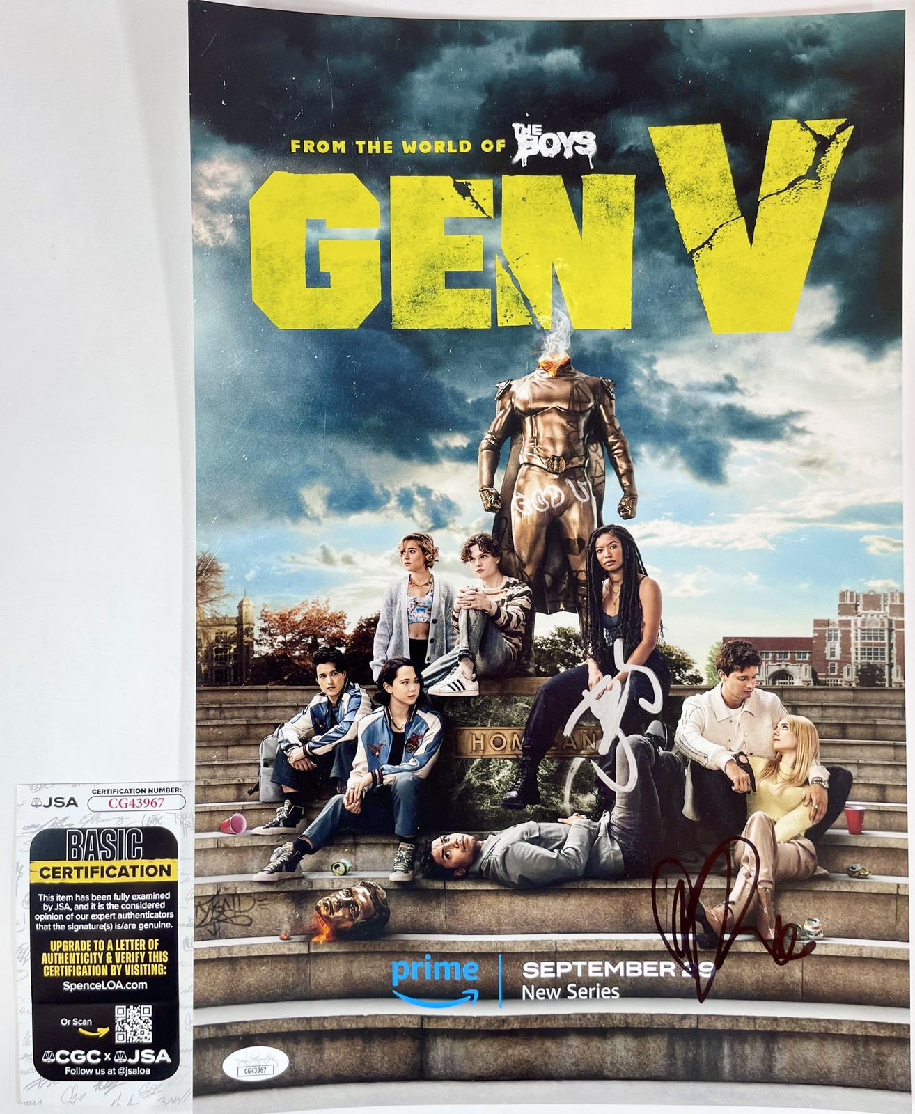 Jaz Sinclair & Maddie Phillips Signed Gen V 11x17 Poster Authentic Autographs...