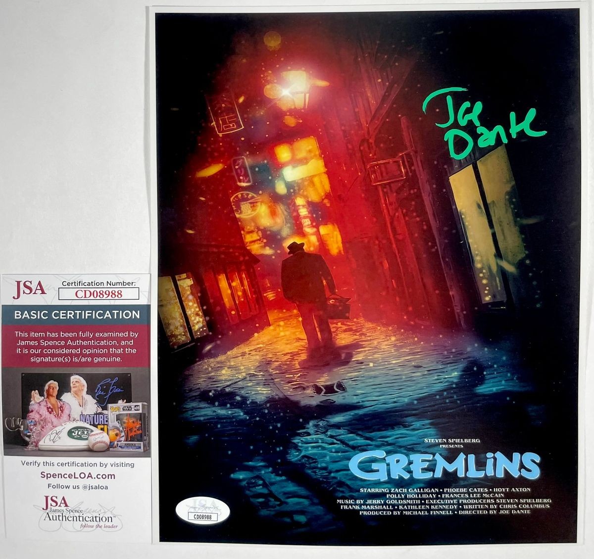 Joe Dante Signed Gremlins 8x10 Mini Movie Poster Photo F Autograph JSA COA