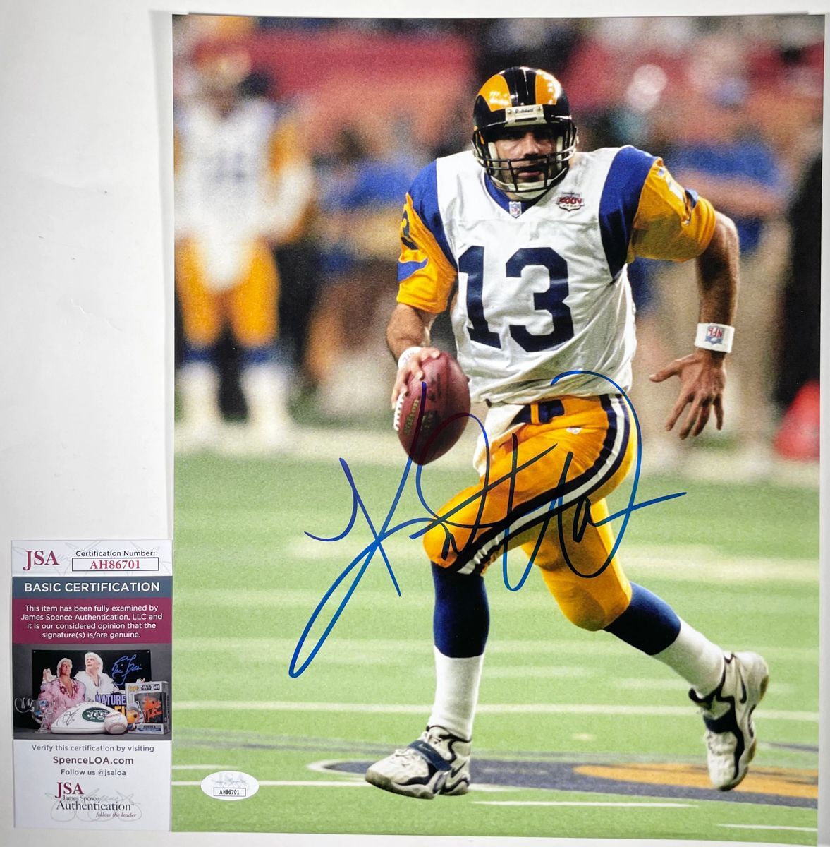 NFL Kurt Warner Signed St. Louis Rams Superbowl 11x14 Photo A Autograph JSA COA