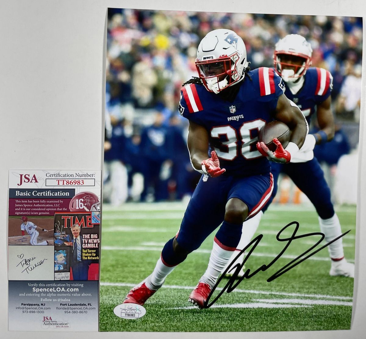 NFL Rhamondre Stevenson Signed New England Patriots 8x10 Photo D JSA COA
