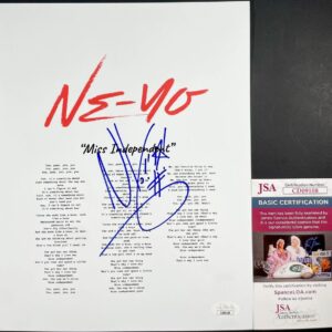 Ne-Yo Signed Miss Independent Lyric Sheet Authentic Autograph Hip Hop JSA COA