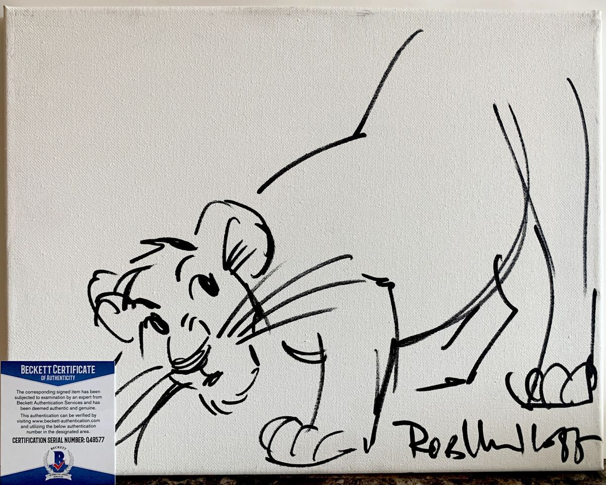 Rob Minkoff Signed Sketched Disney The Lion King Simba 11x14 Canvas Art BAS COA