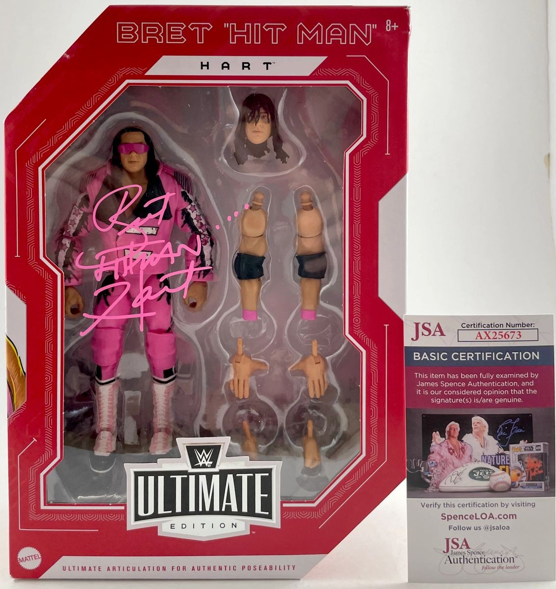 WWE Bret Hitman Hart Signed Mattel Ultimate Figure Autograph JSA COA