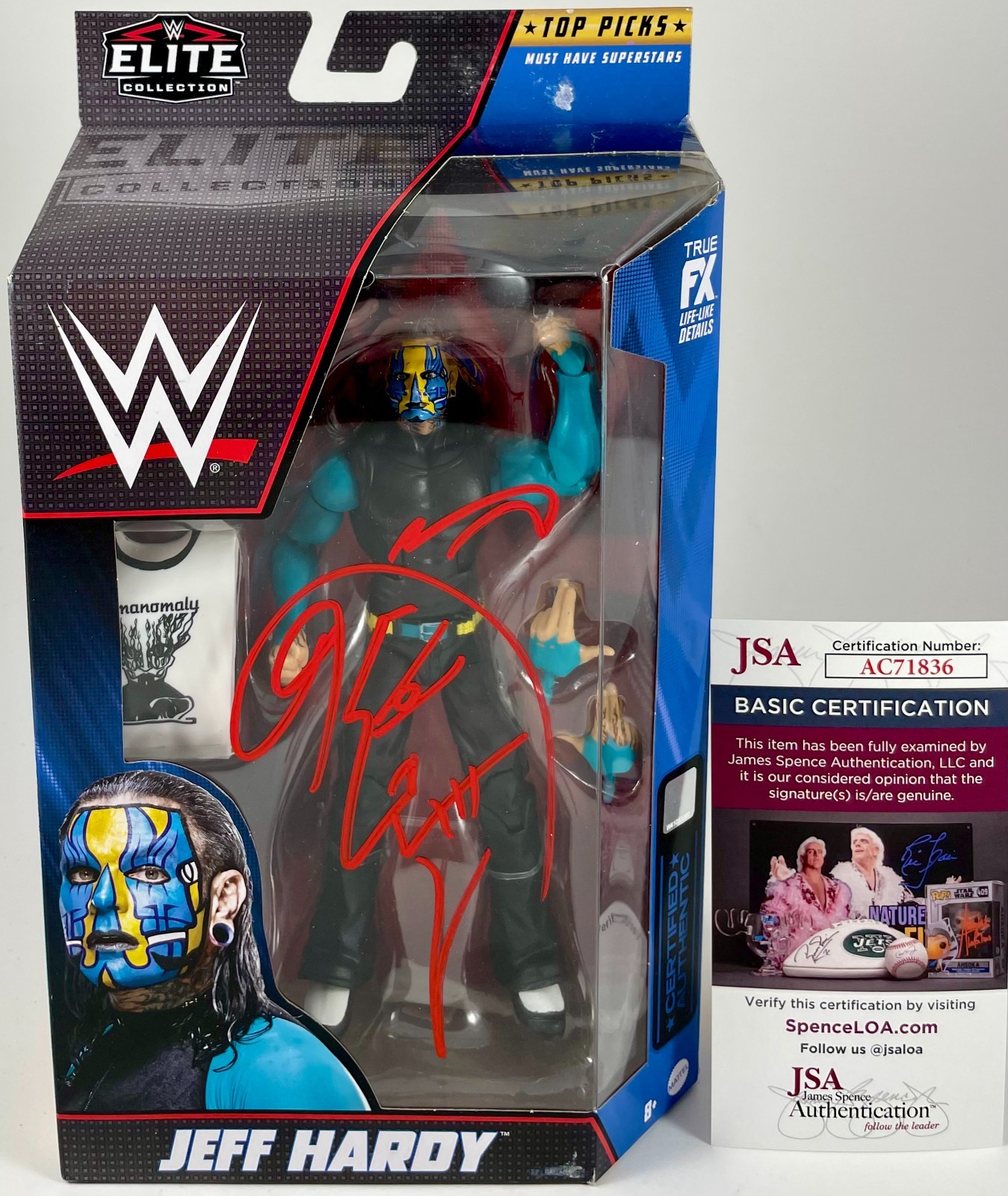 WWE Jeff Hardy Signed Mattel Elite Top Picks Wrestling Figure Autograph JSA COA