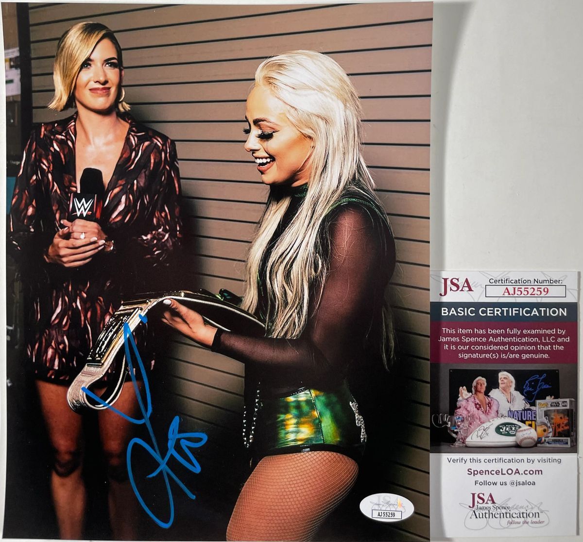 WWE Liv Morgan Signed MITB Championship Belt 8x10 Photo N Autograph JSA COA