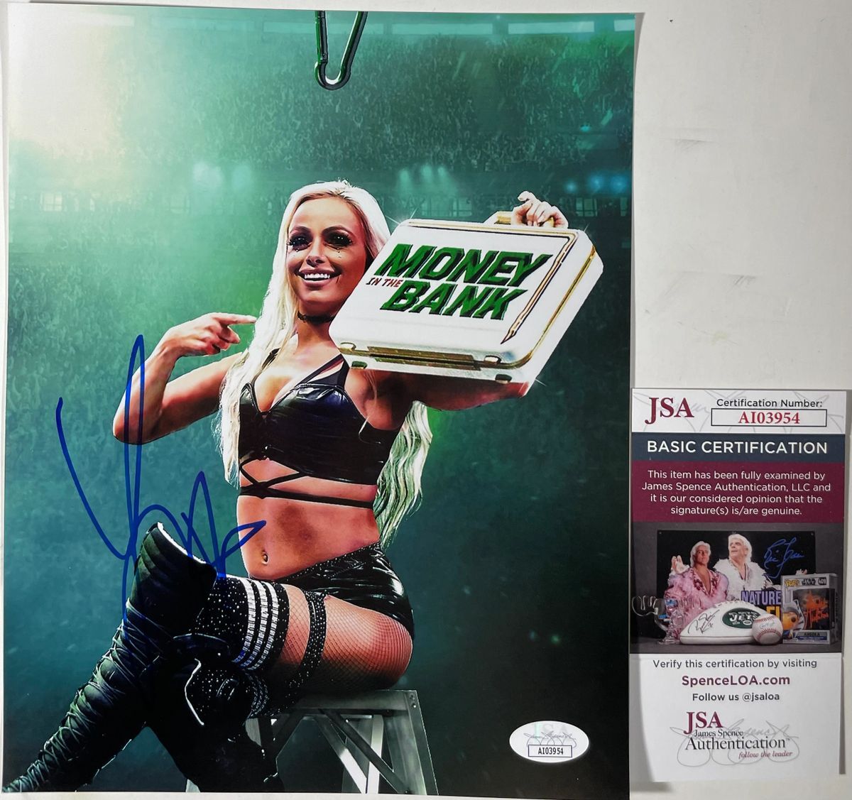 WWE Liv Morgan Signed Money In The Bank MITB 8x10 Photo P Autograph JSA COA