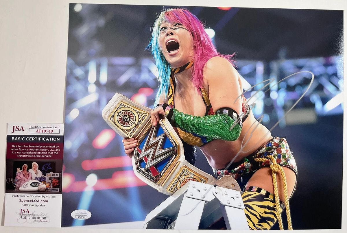 WWE NXT Asuka Signed Championship Belt 11x14 Photo E Autograph JSA COA