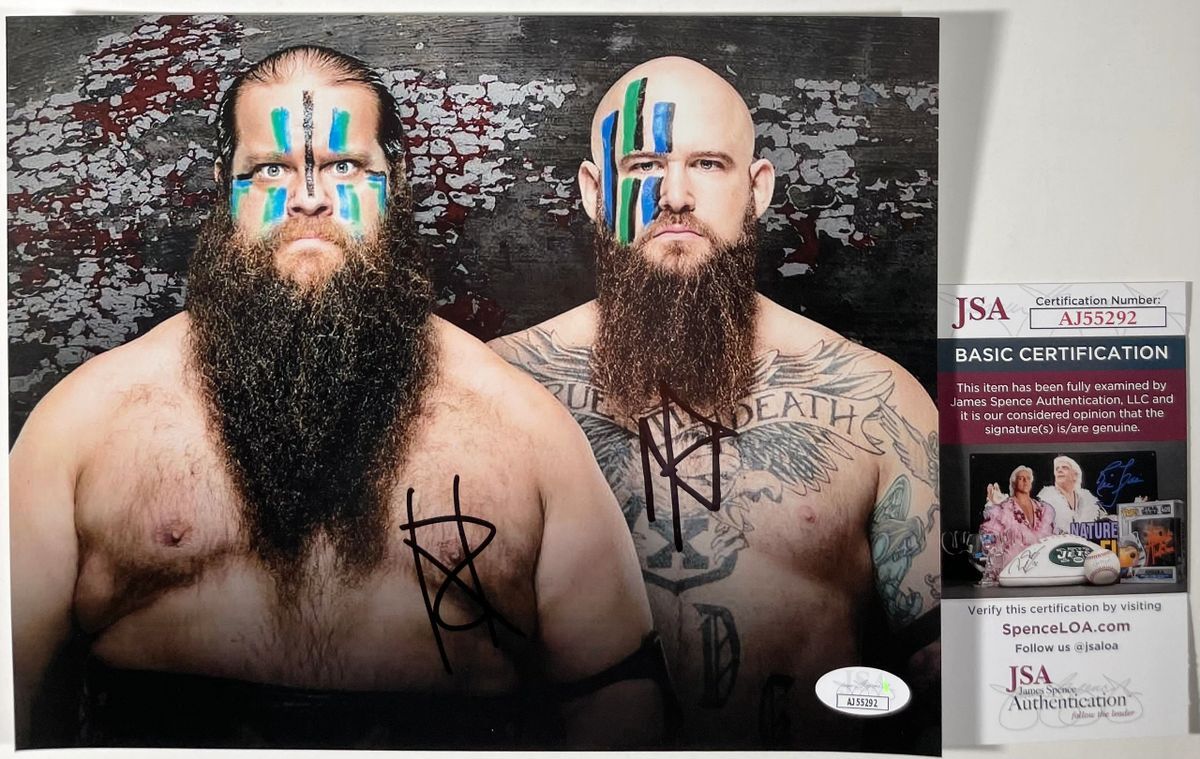 WWE NXT Erik & Ivar Signed Viking Raiders 8x10 Photo E Autograph JSA COA