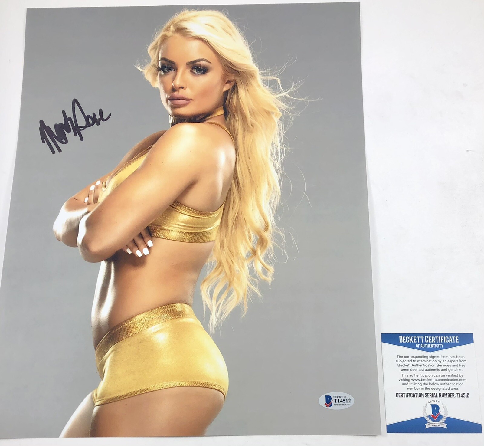 WWE NXT Mandy Rose Signed 11x14 Photo A Autograph Fire & Desire Beckett BAS COA