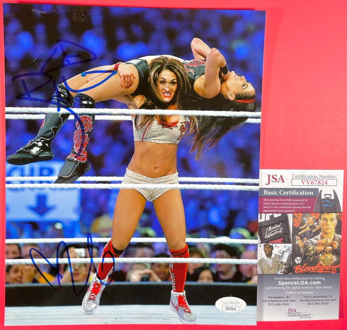 WWE NXT Nikki Bella & Brie Bella Twins Dual Signed 8x10 Photo Autograph JSA COA