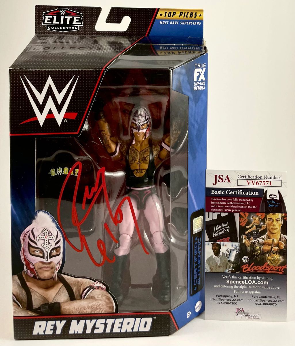 WWE NXT Rey Mysterio Signed Mattel Elite Wrestling Figure Autograph JSA COA