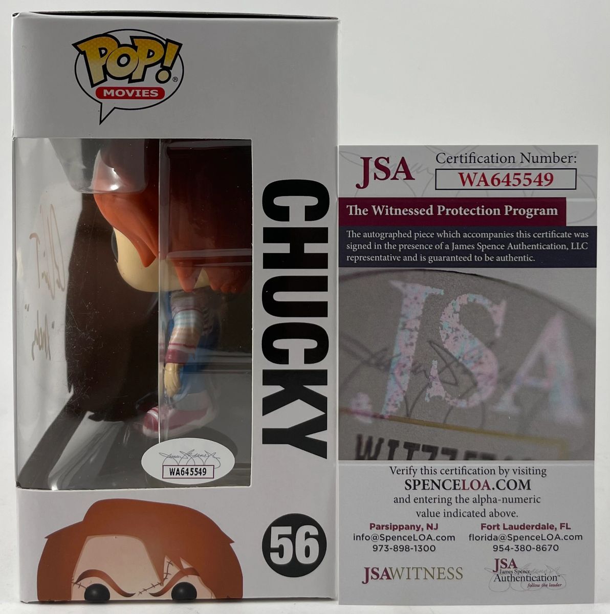 Alex Vincent Signed Child's Play 2 Chucky Funko POP #56 B Autograph JSA COA - Image 2