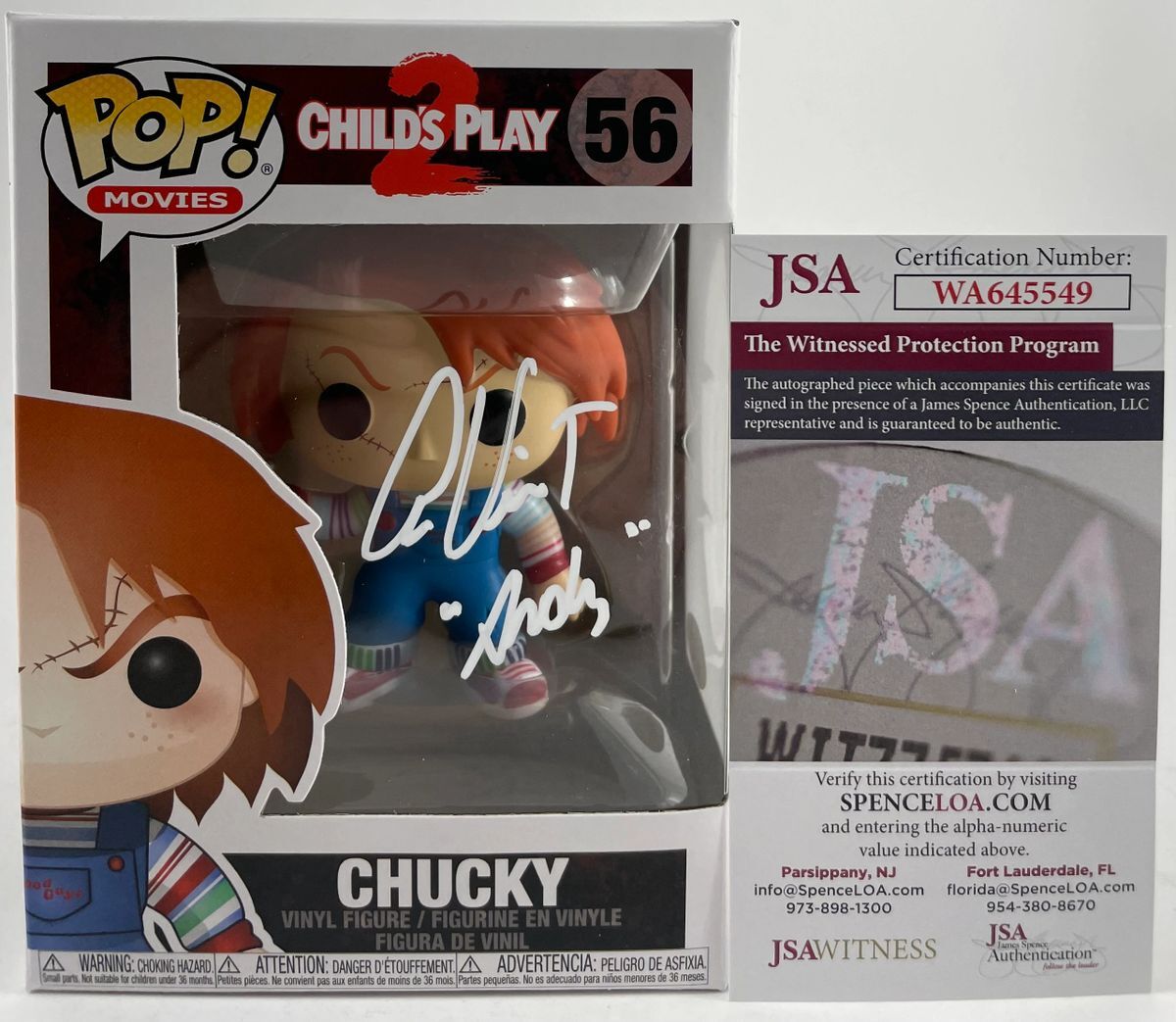 Alex Vincent Signed Child's Play 2 Chucky Funko POP #56 B Autograph JSA COA