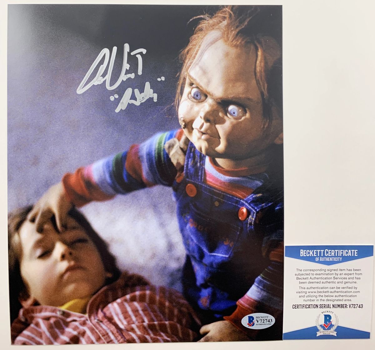 Alex Vincent Signed Child's Play 8x10 Photo B Autograph Chucky & Andy BAS COA