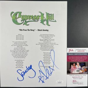 B-Real & Sen Dog Signed Cypress Hill "Hits From The Bong" Lyric Sheet JSA COA