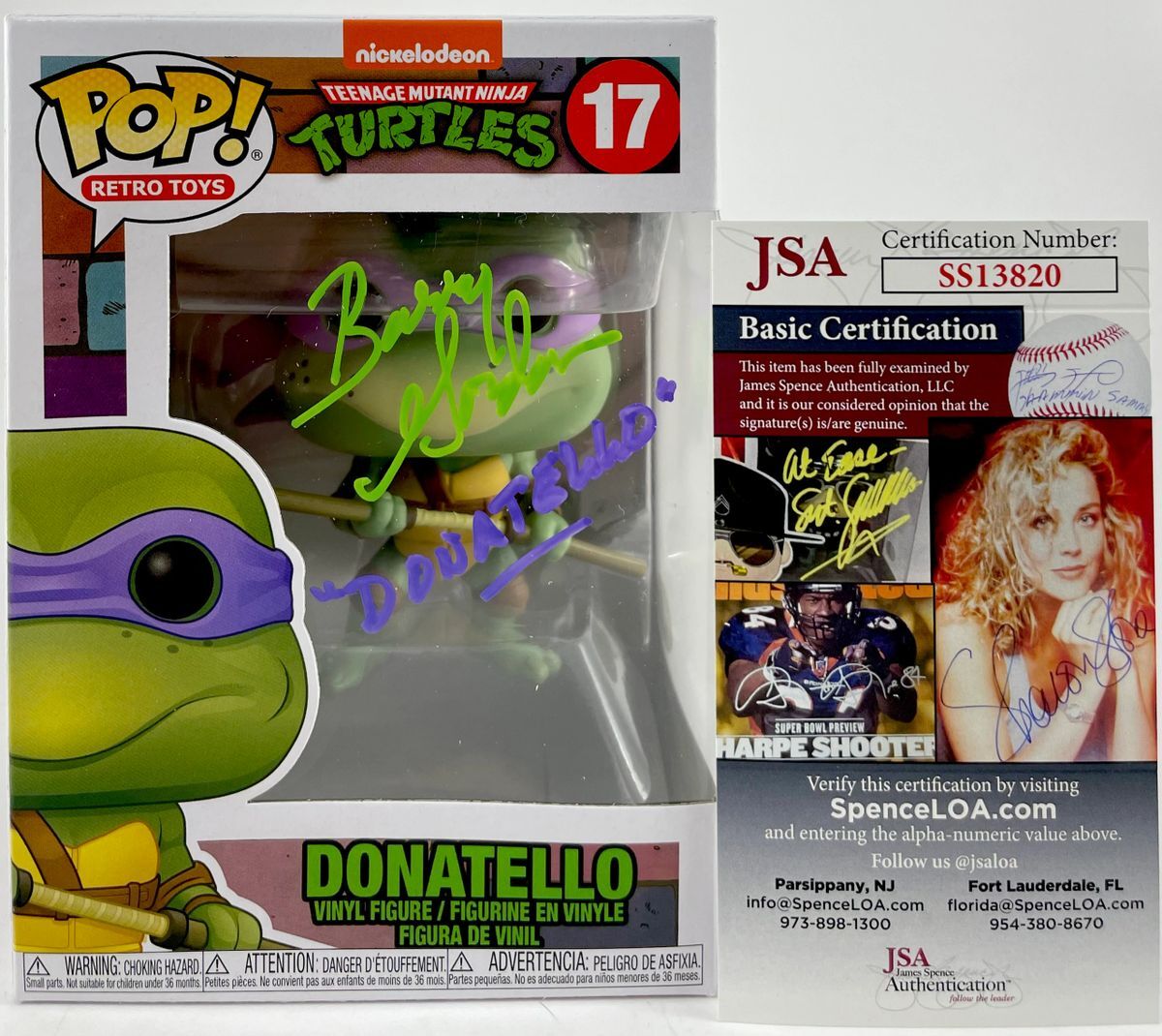 Barry Gordon Signed Teenage Mutant Ninja Turtles Donatello Funko POP! JSA COA