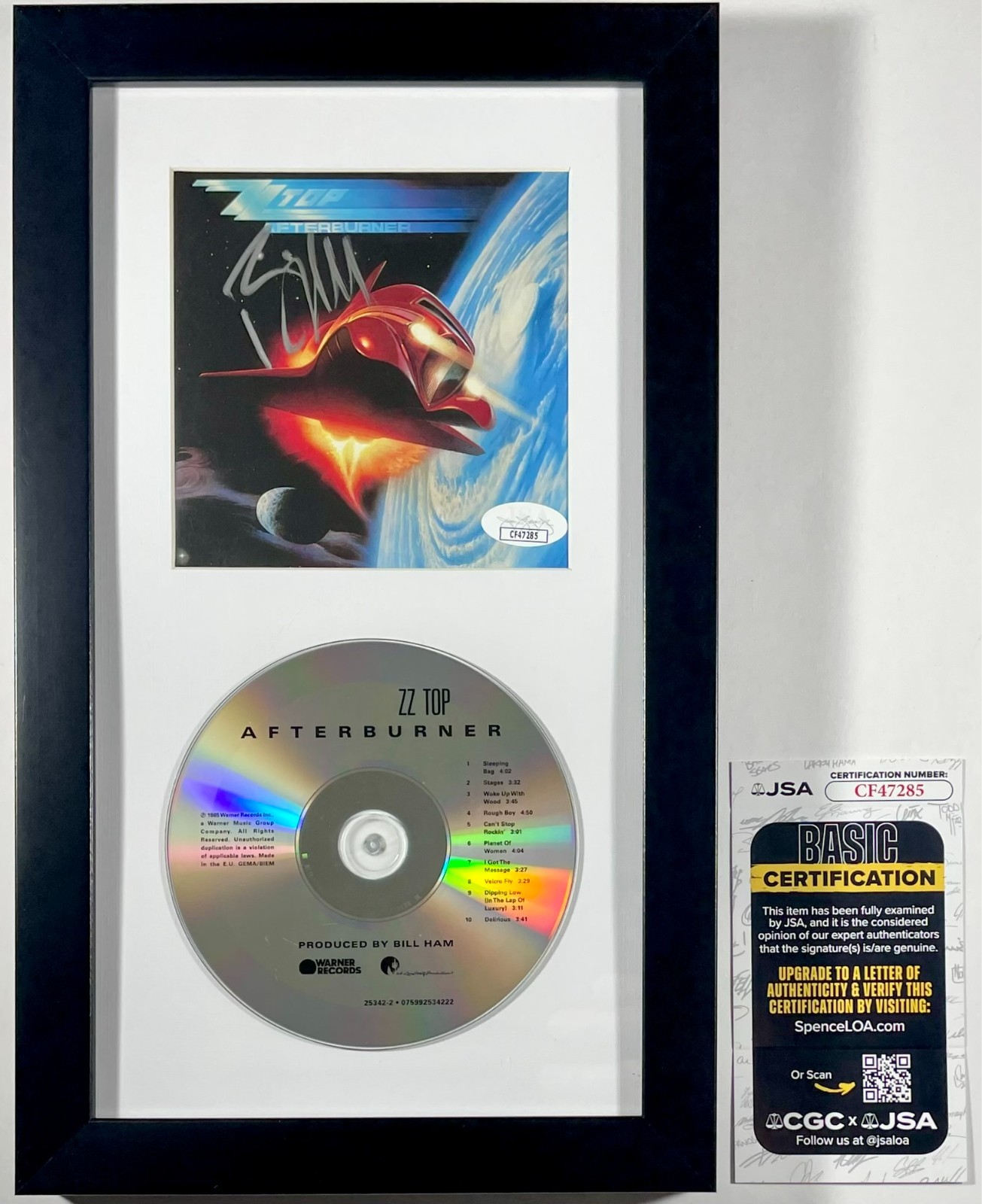 Billy Gibbons Signed ZZ Top Afterburner CD Booklet Framed Matted Display JSA COA