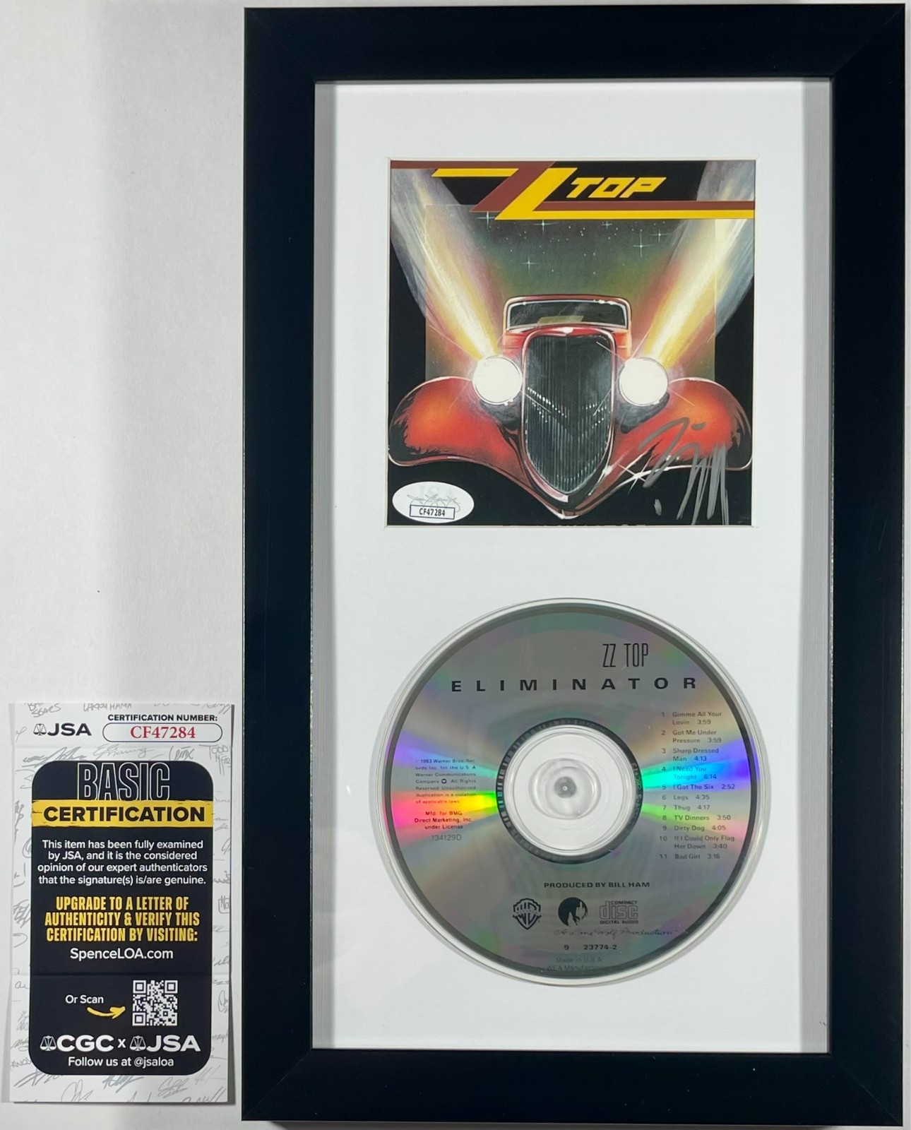 Billy Gibbons Signed ZZ Top Eliminator CD Booklet Framed Matted Display JSA COA