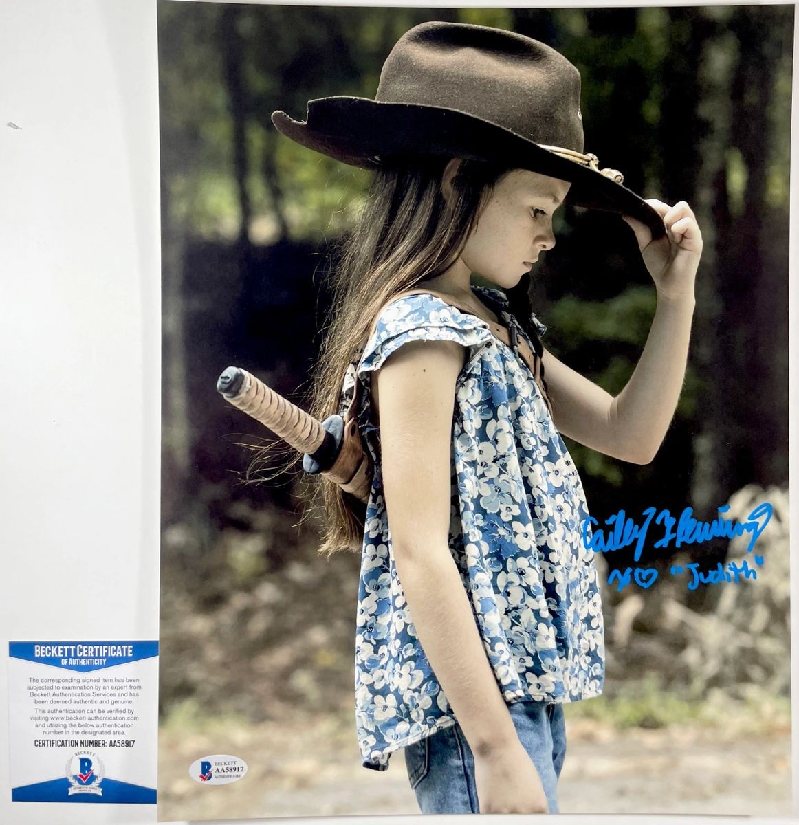 Cailey Fleming Signed The Walking Dead 11x14 Photo A Judith Grimes BAS COA