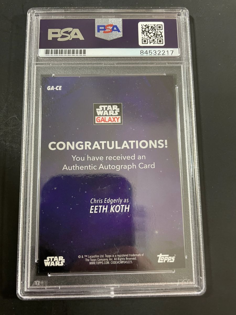 Chris Edgerly 2021 Topps Chrome Star Wars Galaxy Eeth Koth Autograph Card PSA - Image 2