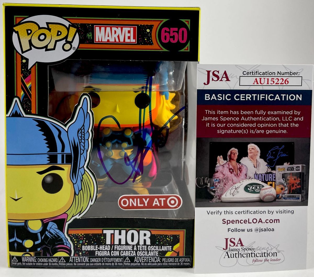 Chris Hemsworth Signed Marvel Thor Black Light Funko POP! Autograph JSA COA