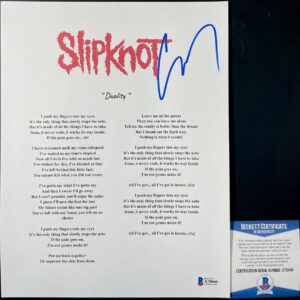 Corey Taylor Signed Slipknot Duality Lyric Sheet Autograph Stone Sour BAS COA