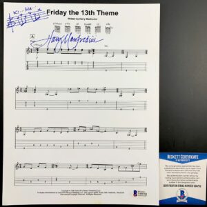 Harry Manfredini Signed Friday The 13th Theme Lyric Sheet Autograph BAS COA